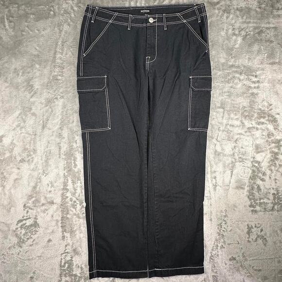 True Religion Black W/White Stitch Detailing Baggy Cargo Pants Size 36 - Picture 2 of 8